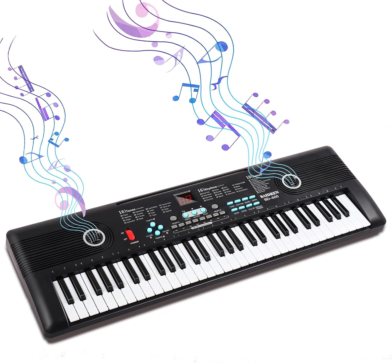 61 Keys Keyboard Piano, Electronic Digital Piano with Built-In Speaker Microphone
