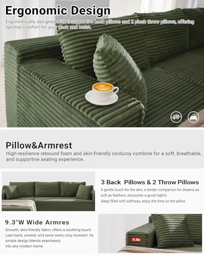 105 Inch Cloud Sectional Couch,Modern Modular Sectional Sofa with Deep Seat,Corduroy Boneless Couches with L-Shape Chaise for Living Room Bedroom
