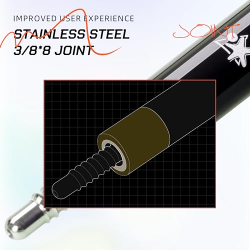 CRICAL Carbon Fiber Pool Cue Stick 58" Billiard Cue Sticks Professional Low Deflection Pool Sticks with 3/8 * 8 Pin Joint and 12.5mm Tip