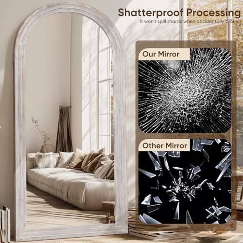 Full Length Mirror, 71"×32" Wooden Mirror Full Length with Stand Wood Floor Mirror, Oversized Stand Up Mirrors Large Wall Mirrors