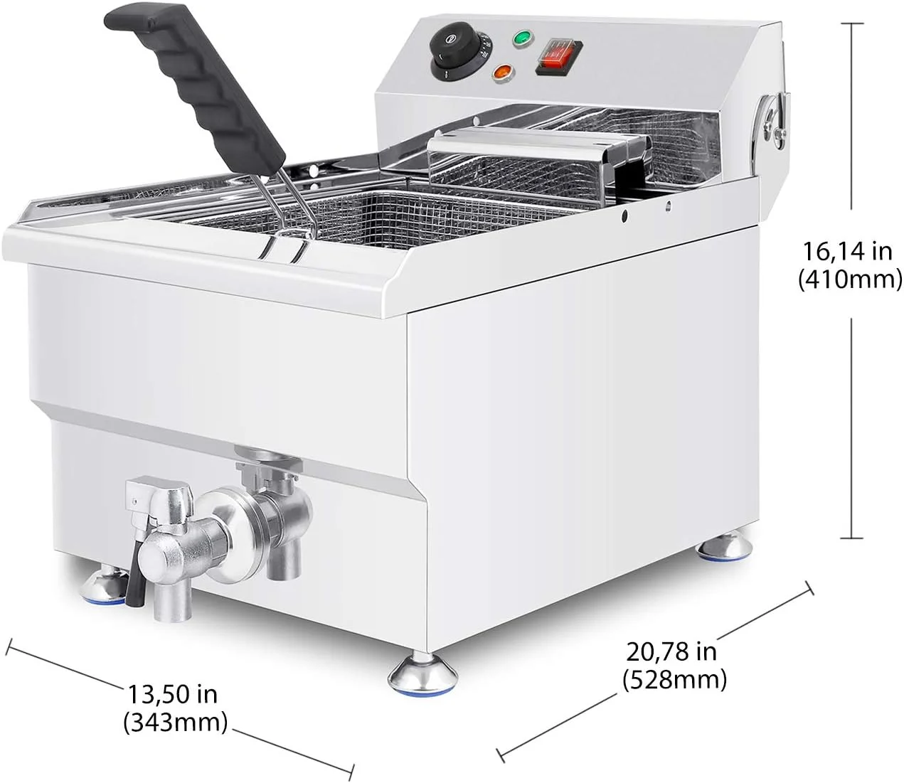 Deep Fryer | Electric Oil Fryer | Snack Machine With Removable Basket | Stainless Steel | 110V (17 L)