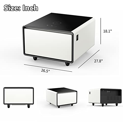 Gynsseh Smart Side Table with Fridge, Smart Nightstand with Refrigerator, Wireless Charger, Induction Light, Touch Screen Control, Power Socket