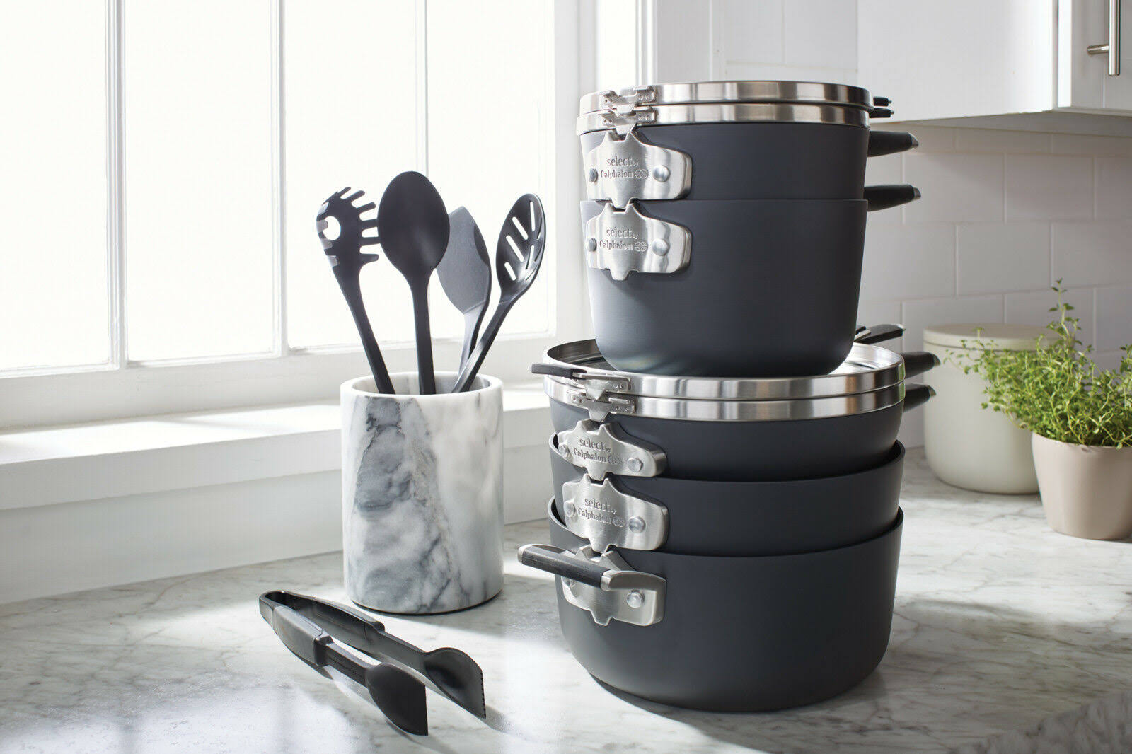 Select by Calphalon Space Saving Hard-Anodized Nonstick 14 Piece Cookware Set