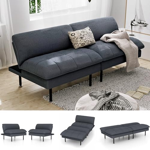 70" Futon Sofa Bed, 4 in 1 Multi-Function Couch Sleeper with Adjustable Backrest, Modern Convertible Futon, Recliner Small Loveseat for Living Room