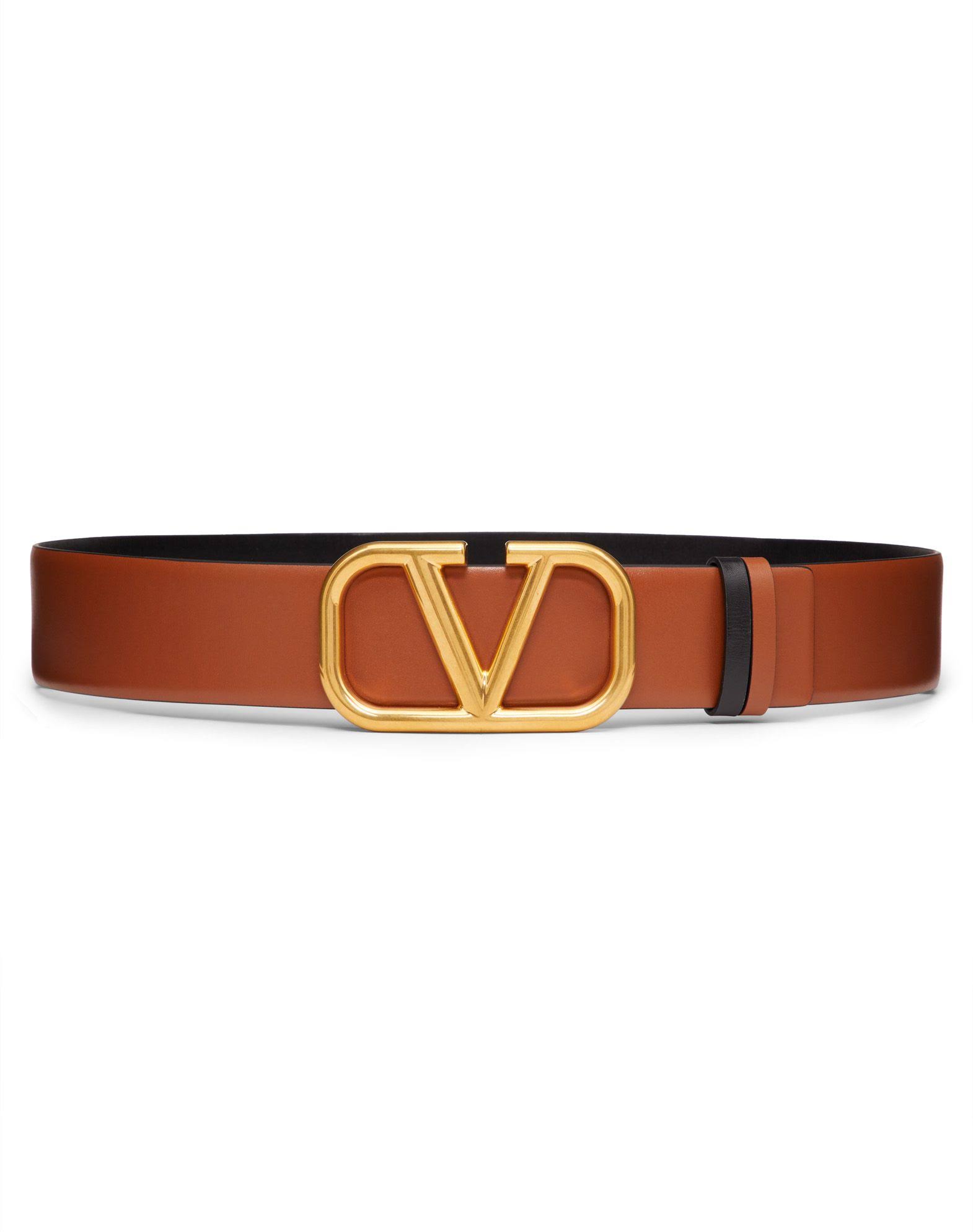 Valentino Garavani Reversible Vlogo Signature Belt in Glossy Calfskin 40mm