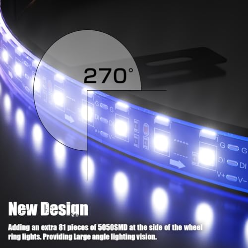 SUNPIE Wheel Lights for Truck - Universal 14.5’’ RGB Rim Light for Car/SUV