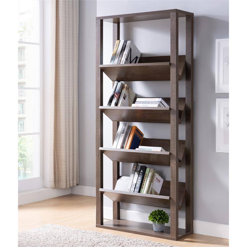 Furniture of America Rubus Wood 5-Shelf 71-inch Etagere Bookcase in Walnut