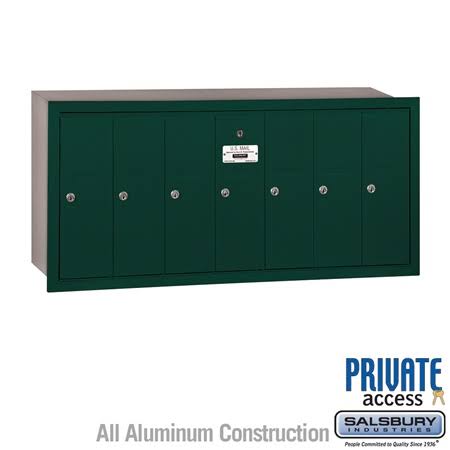 Salsbury Industries 3507BRP Vertical Mailbox, Recessed, 7 Doors, Brass