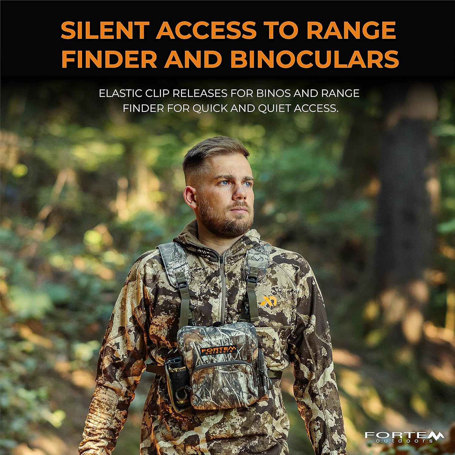 Fortem Outdoors Bino Harness Chest Pack Binocular Harness Bag for Hunting and Rangefinder Case Hunting Pack for Bird Watching, Travel, Hunting