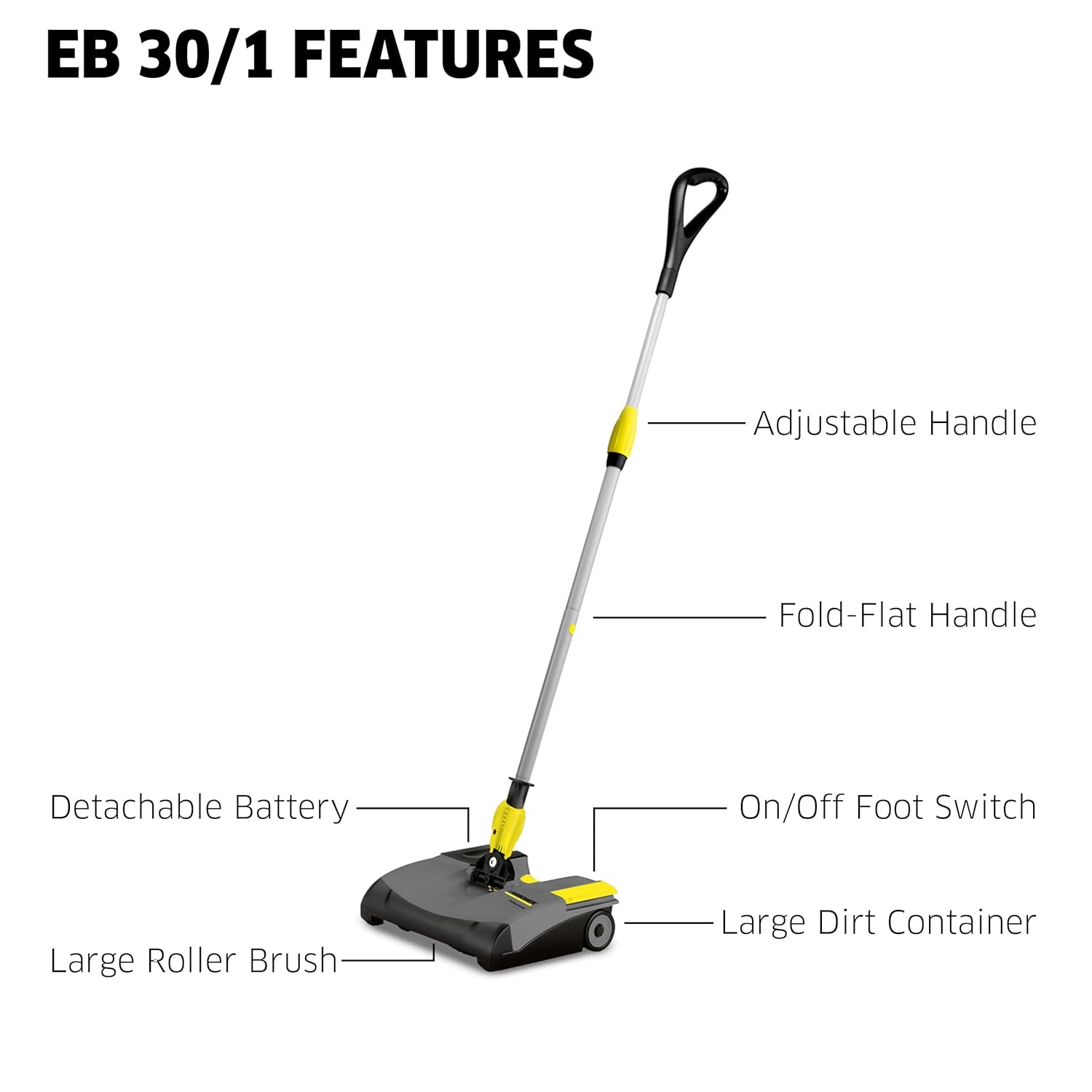 K&auml;rcher - Commercial Electric Floor Sweeper - EB 30/1 - Multi Surface - Compact and Cordless - 12" Working Width