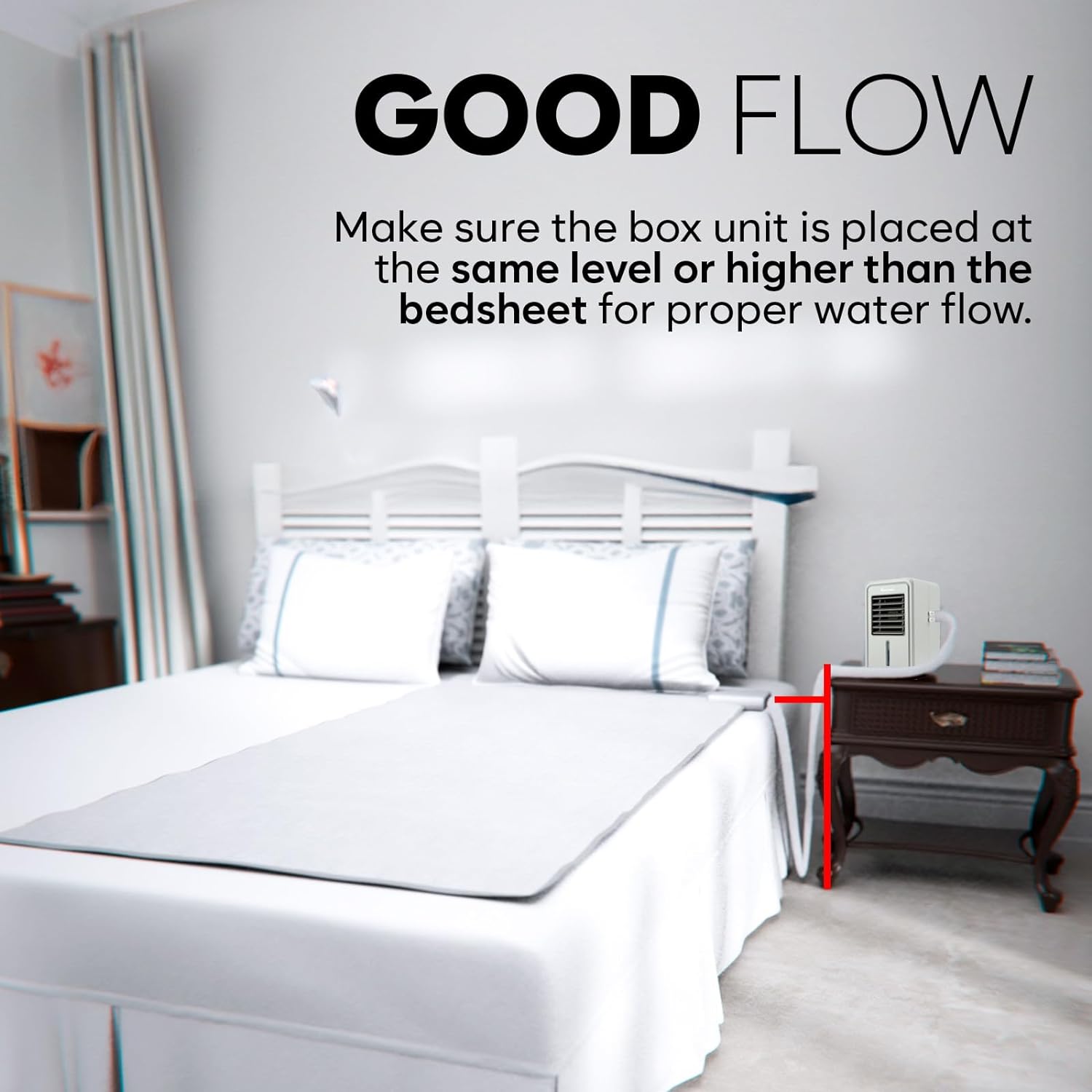 Adamson B10 Gray Bed Cooling System - Twin 75” L x 39” W - New 2024-100% Cotton Mattress Cooling Bed Pad for Night Sweats