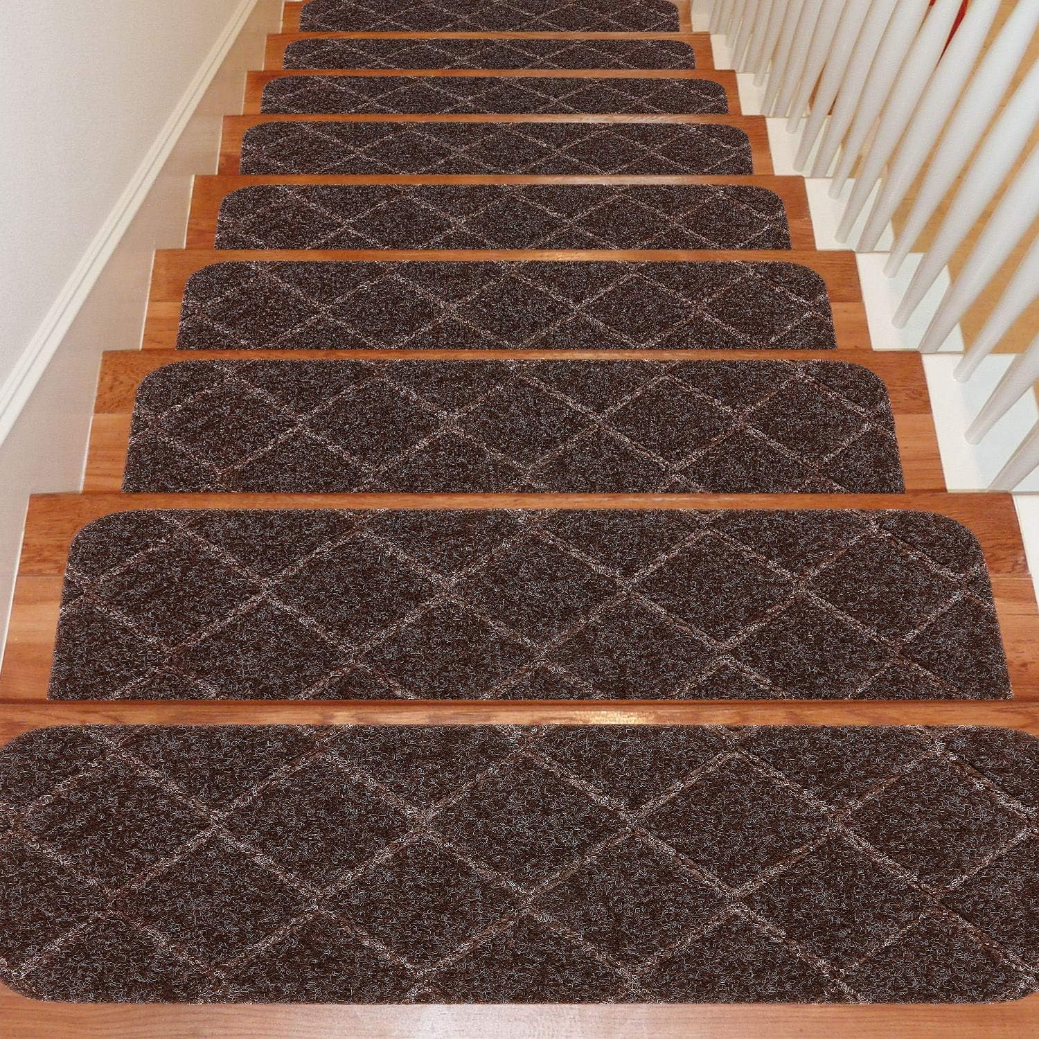 Seloom Stair Treads Carpet Non-Slip with Non Skid Backing Specialized for Indoor Wooden Steps