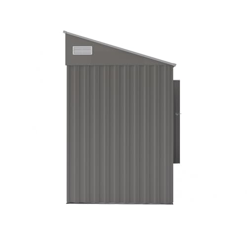 4×8 FT Outdoor Metal Storage Shed,Heavy-Duty Lean to Storage Shed with Floor Base,Garden Tool Metal Storage House W/Lockable Door and 2 Air Vents