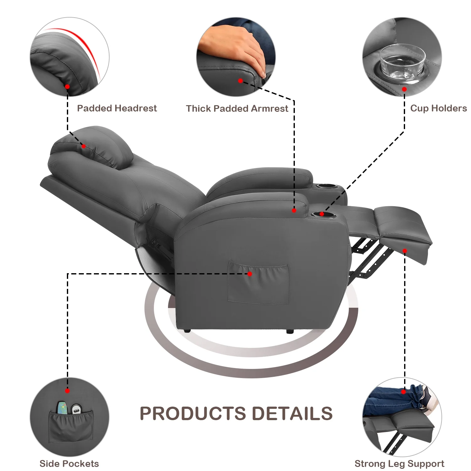 Homall Power Lift Recliner Chair PU Leather for Elderly with Massage and Heating Ergonomic, Black