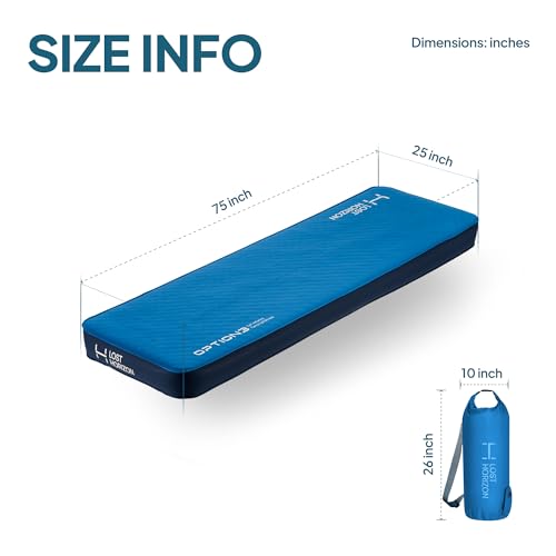 LOSTHORIZON Air & Foam Camping Mattress, Self-Inflating Sleeping Pad, 4.5" Thick, with Pump Sack, Cot