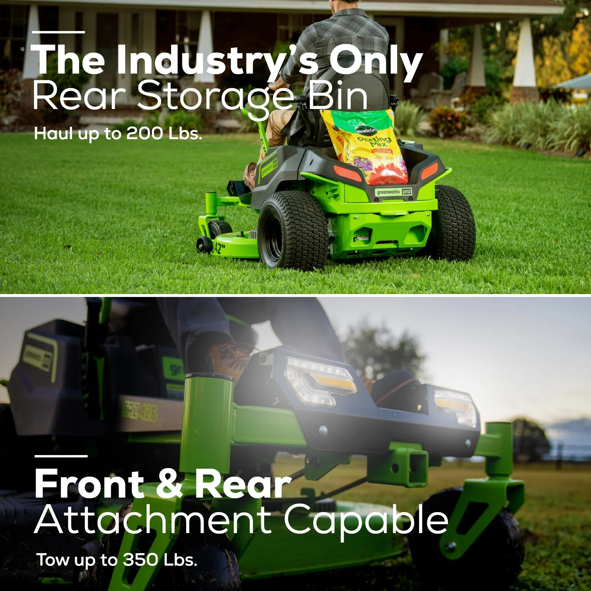 Greenworks 60V 42” Electric CrossoverZ Zero Turn Mower with (4) 8 Ah Batteries and (2) Dual Port Turbo Chargers