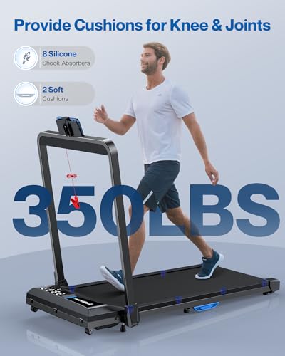 WELLFIT 10% Incline Walking Pad, 3HP 4MPH/7.6MPH 265/350 lb+ Capacity Treadmills for Home, Wide Running Area Treadmill with Mute Remote