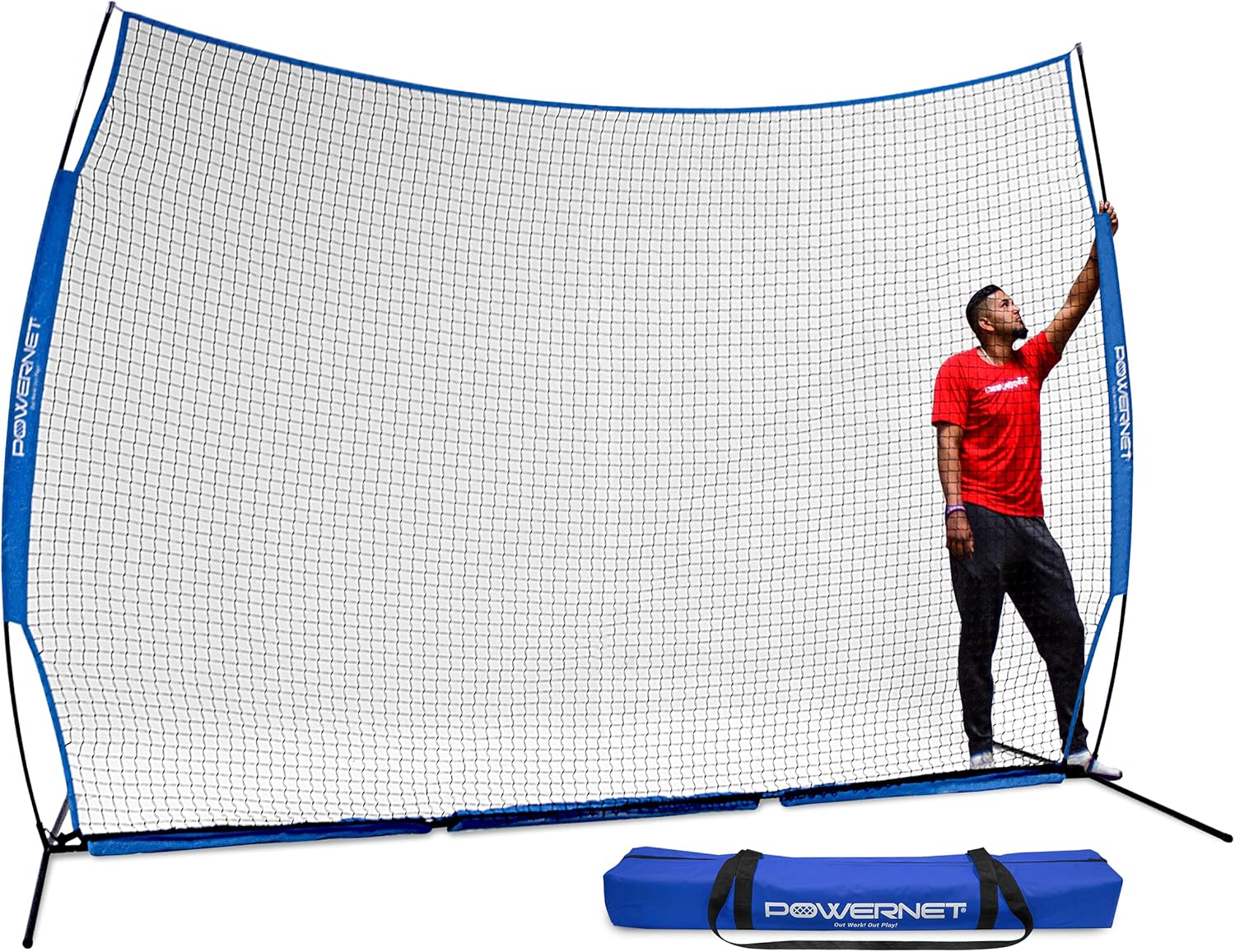 PowerNet 12 ft x 9 ft Sports Barrier Net | 108 SqFt of Protection | Safety Backstop | Portable EZ Setup Barricade for Baseball, Lacrosse, Basketball
