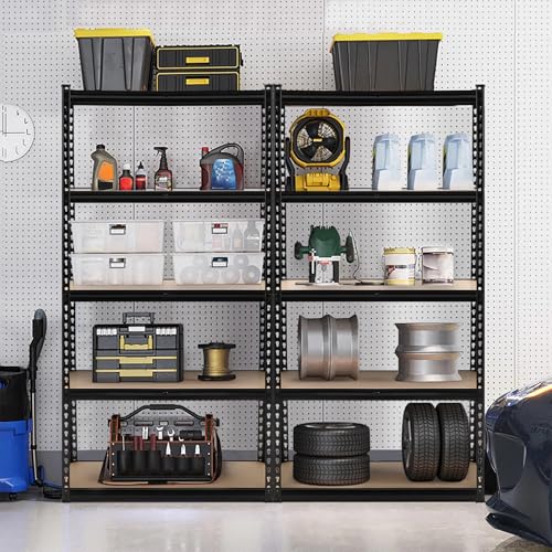 GarveeHome Garage Storage Shelves, 5-Tier Utility Shelves, Adjustable Storage Shelves, Industrial Shelving