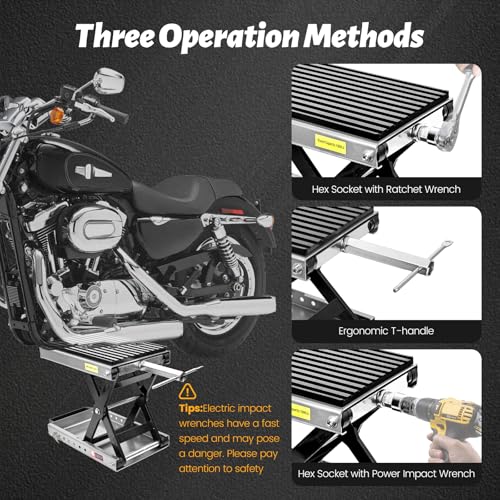1500 LBS Motorcycle Jack, Thickened 0.48" Rubber Pad Motorcycle Stand Lift, Upgraded Labor-Saving Bearing