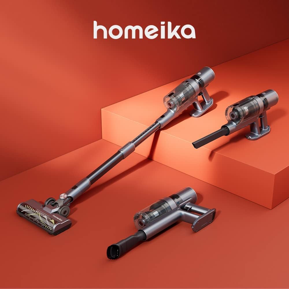 Cordless Vacuum Cleaner 4 in 1, Homeika 25000Pa Powerful Suction Lightweight Stick Vacuum Cleaner with 450W Motor, up to 50 Mins Runtime