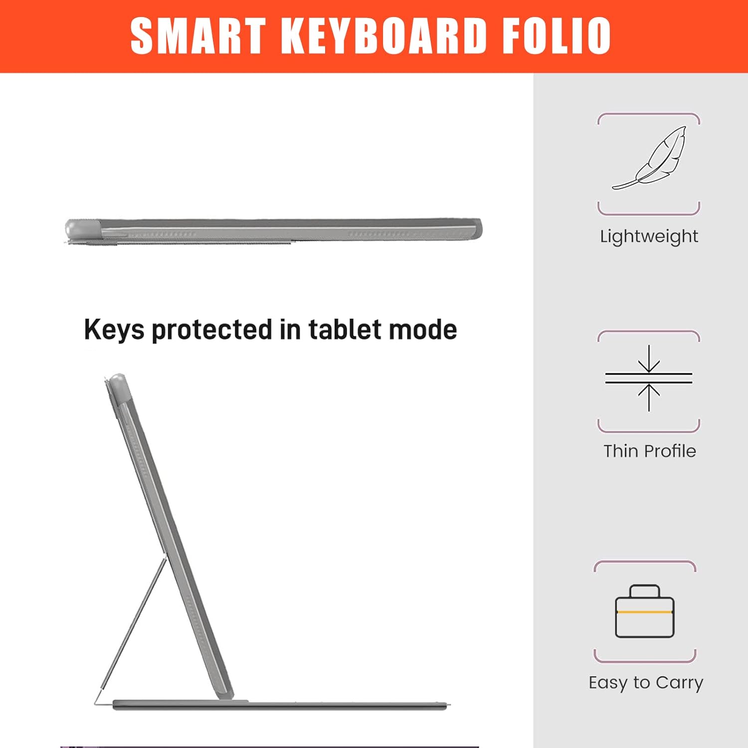 Amork ipad 10.2 inch Case with Keyboard, Portable Keyboard Case for 9th, 8th, 7th Generation-2021, 2020, 2019, Smart Magnetic ipad Keyboard Folio