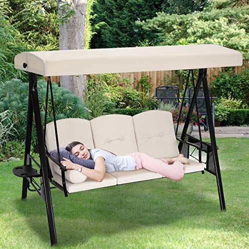 U-MAX Porch Swing Chair with Adjustable Backrest&Canopy