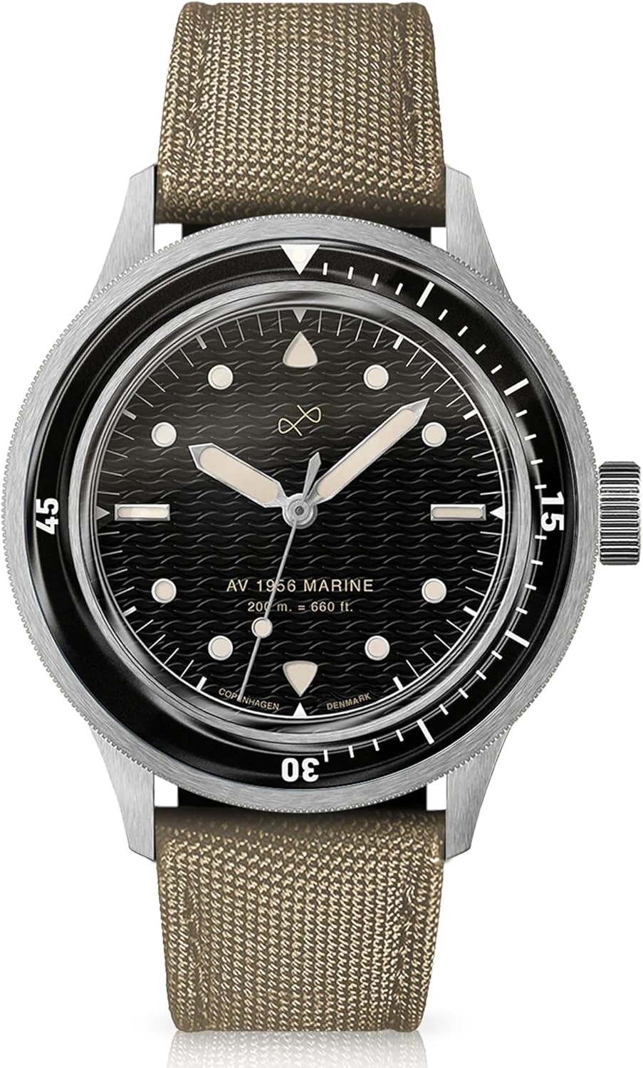 1956 Marine Watch for Men, 41mm Wide 12.55mm Thick Mens Watch - 316L Stainless Steel Analog Quartz 20 ATM Waterproof Men Watches