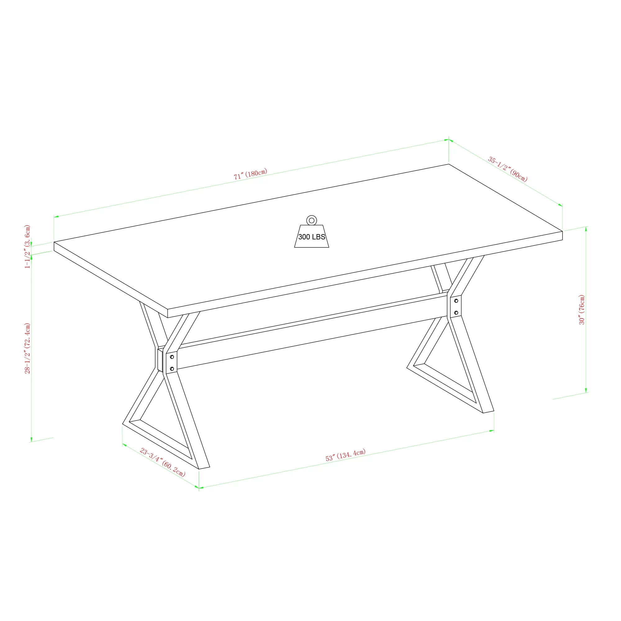 Walker Edison Modern Farmhouse X Leg Dining Table, Reclaimed Barnwood