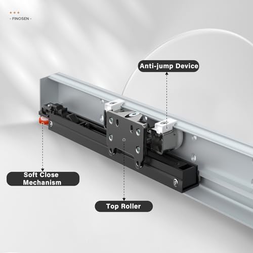 36inch Concealed Sliding Barn Door Hardware with Soft Close Mechanism, Aluminum Track, Invisible Floor Track, Fit MIN Opening Width 28in