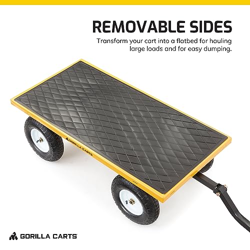 Gorilla Carts Steel Utility Wagon w/ Removable Side Panels, 1000 lb Capacity, Gray