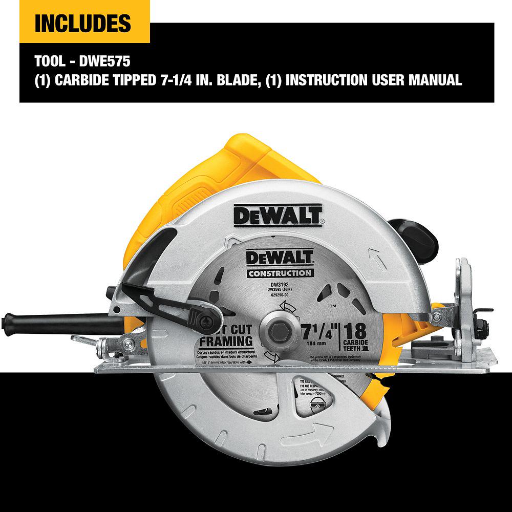 DeWALT DWE575 15A Corded 7-1/4 in. Lightweight Circular Saw