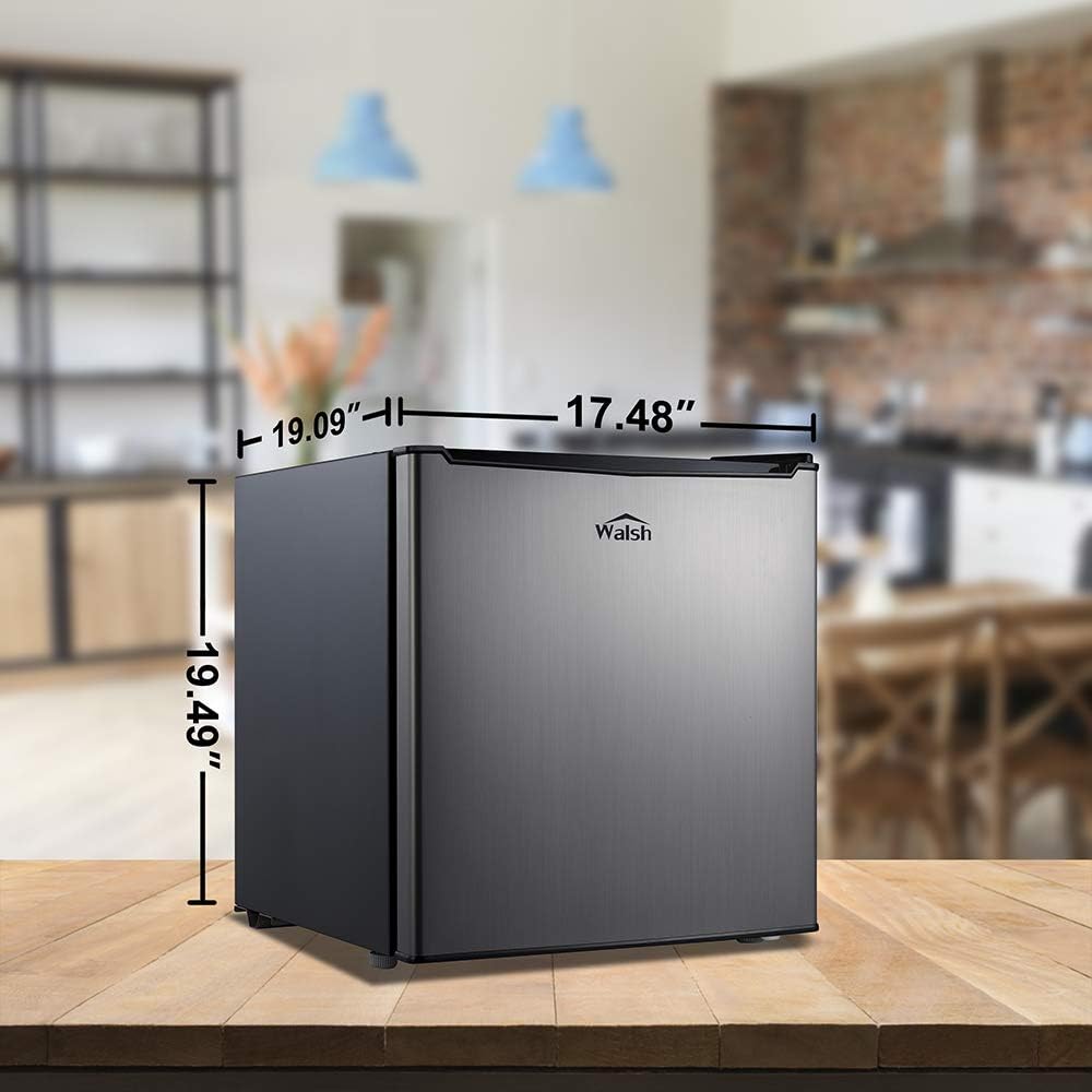 Walsh WSR17S5 Compact Refrigerator, 1.7 Cu.Ft Single Door Fridge, Adjustable Mechanical Thermostat with Chiller, Reversible Doors