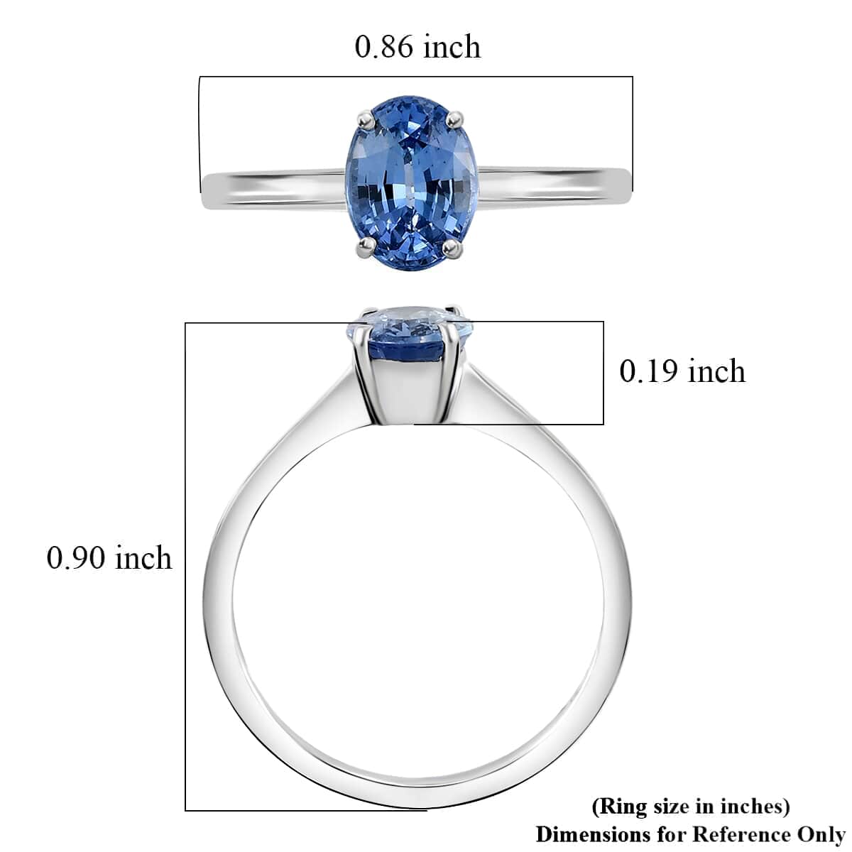 SHOP LC Iliana AAA Sapphire Oval 18K White Gold Solitaire Ring for Women Jewelry Birthday Gifts for Women Size 7 Ct 1.15 Wedding Engagement Promise
