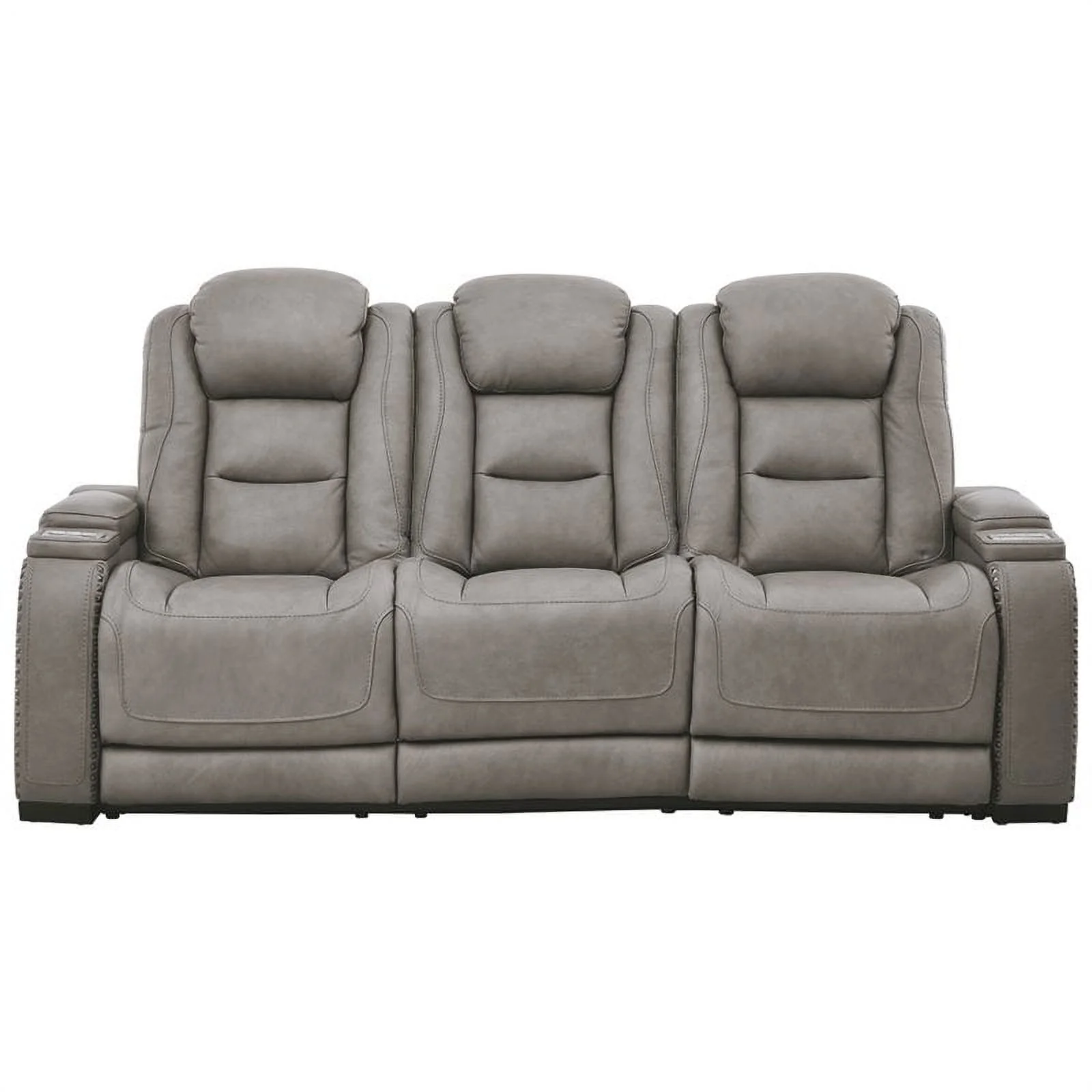 Bowery Hill Contemporary Leather Power Reclining Sofa in Gray