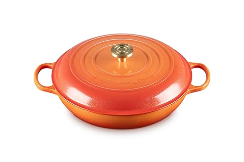 Le Creuset Enameled Cast Iron Signature Oval Dutch Oven, 15.5 qt., Flamme Doree with Crucible Knob