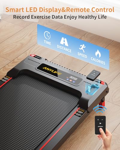 Walking Pad Treadmill, Anylife Incline Walking Pads Under Desk 330lb Capacity, 2.5HP Portable Treadmills for Home