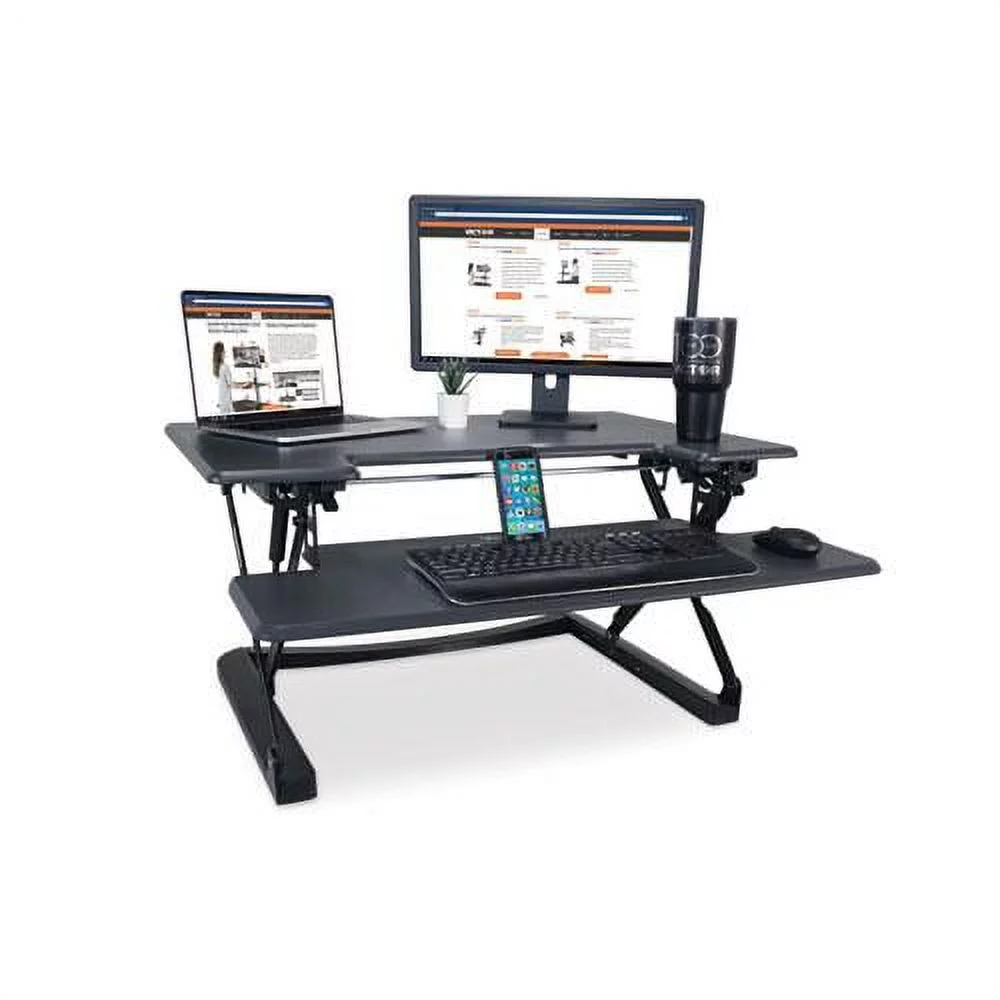 Victor Technology DCX760 High Rise Height Adjustable Standing Desk With Keyboard Tray