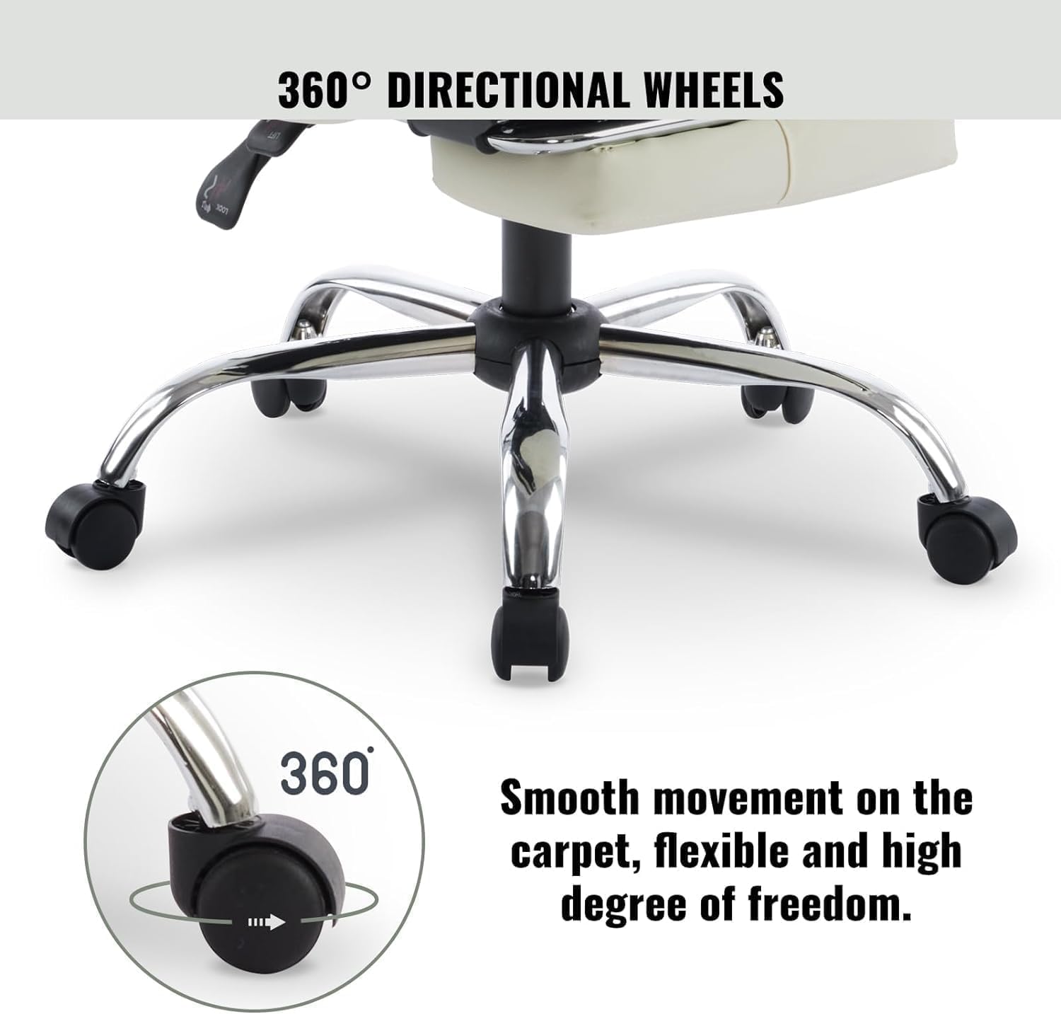 Home Office Chair with Footrest, High-Back PU Leather Computer Desk Chair, Executive Rolling Swivel Chairs with Leg Rest and Double Thick Cushion