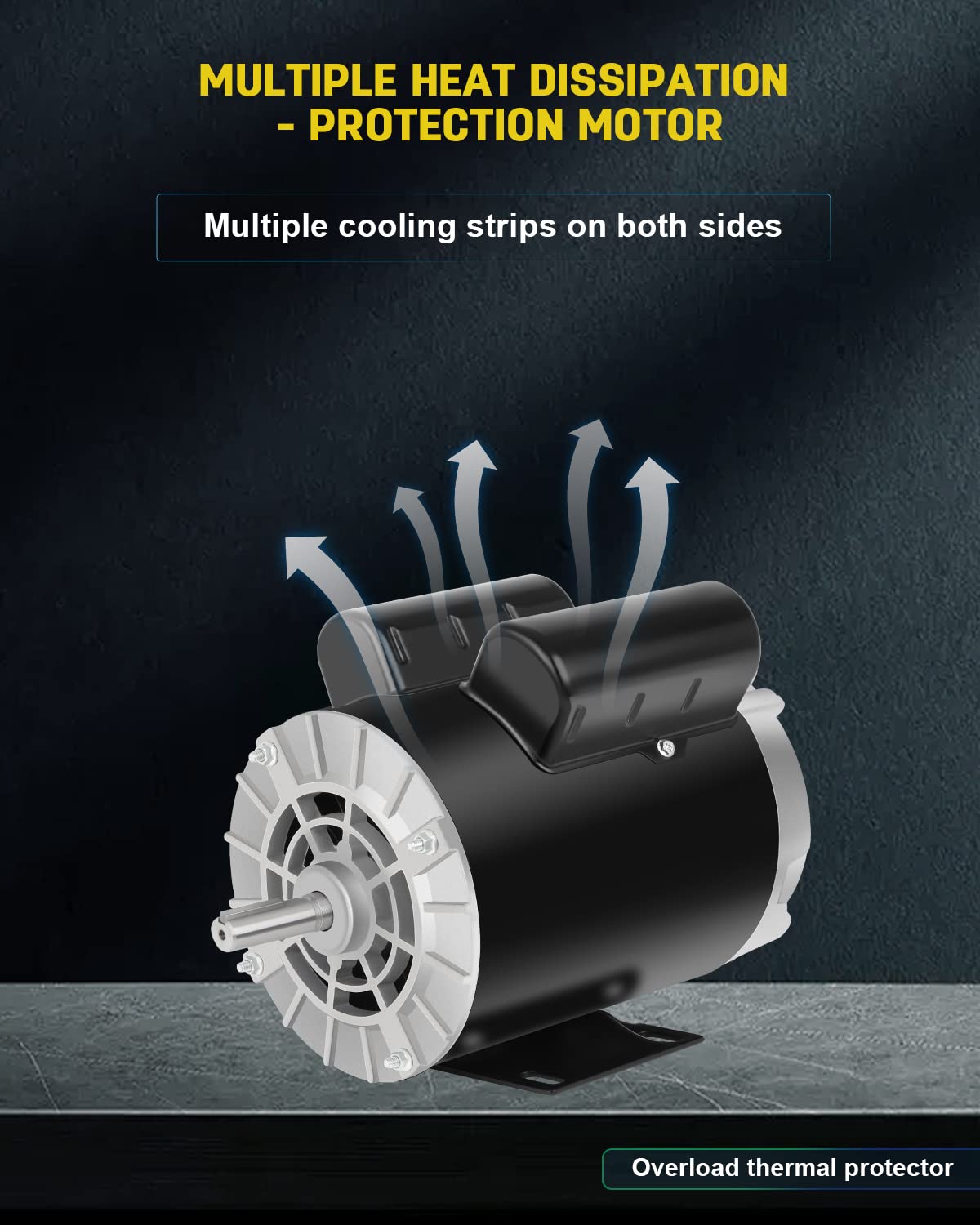 3 HP SPL Air Compressor Motor, 3450 RPM Electric Motor, 115/230V, 18/9A Single Phase, 56 Frame 5/8" Keyed Shaft, Commercial-Duty CCW Rotation