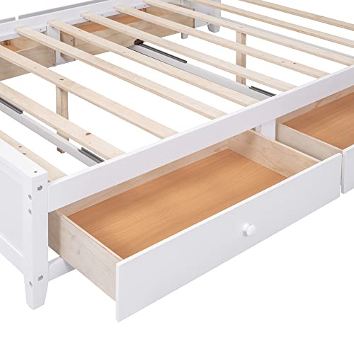 SOFTSEA Full Murphy Bed Wall Beds, Wood White Cabinet Bed 61.5” Foldable Platform Bed with Shelf for Guest Room