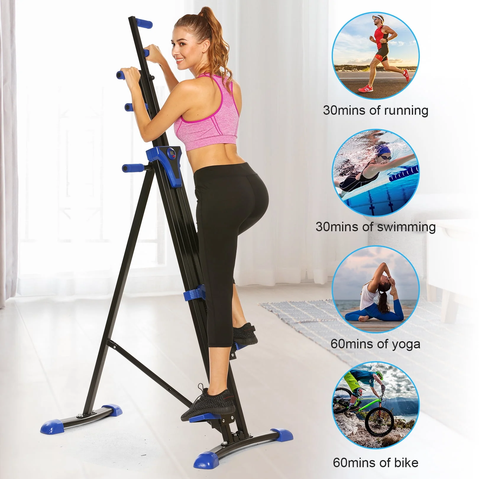 VIBESPARK Vertical Climber and Folding Indoor Exercise Fitness Stair Stepper Machine for Office, Home and Gym