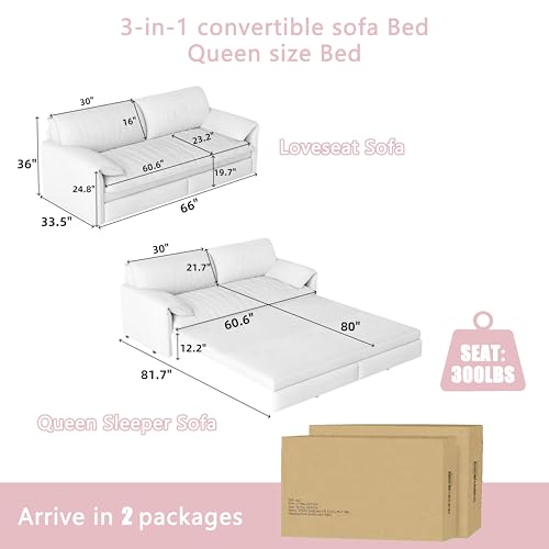 70.1" Futon Sofa Bed Queen Size, Pull Out Bed, 3-in-1 Convertible Sleeper Sofa with 2 Soft Pillows, Modern Velvet Futon Couch for Living Room