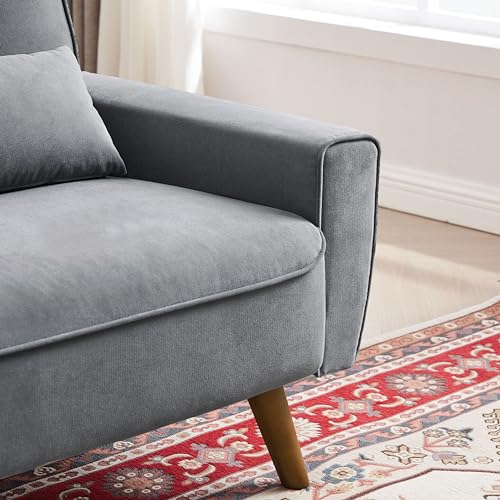 48.8" Small Loveseat Sofa, Mid Century Modern Love Seat Couch with Back Cushions and Wood Legs, 2 Seater Couches for Living Room, Bedroom