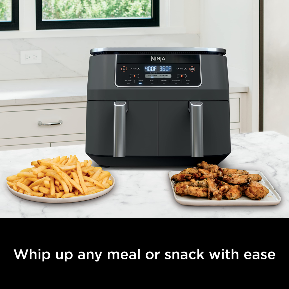 Ninja DZ201 Foodi 8 Quart 6-in-1 DualZone 2-Basket Air Fryer with 2 Independent Frying Baskets