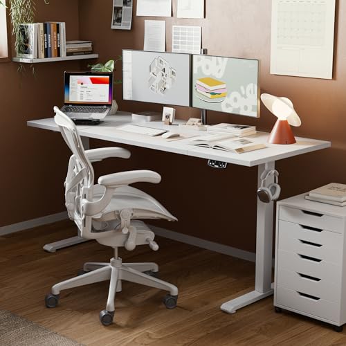 Agilestic L Shaped Electric Standing Desk with 2 Drawers, 63 Inch Ergonomic Adjustable Height Desk with Storage