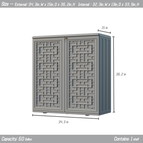 Outdoor Storage Cabinet Waterproof with Shelf,Resin Storage Sheds Outdoor Cabinets for tub towels/chemicals/grill items/Patio/Garden/Backyard