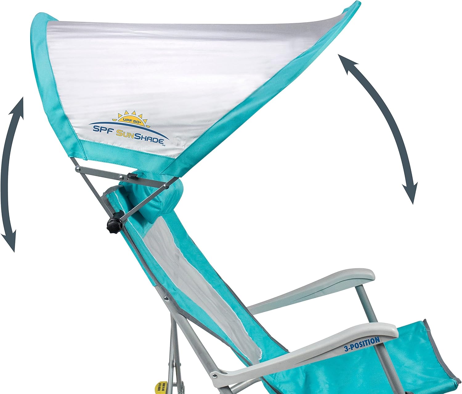 GCI Outdoor Waterside SunShade Folding Beach Recliner Chair with Adjustable SPF Canopy