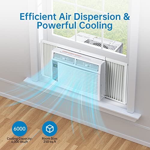 Adoolla Window Air Conditioner 6,000 BTU, Turbo Fast Cooling Up to 250 Sq.Ft. Flexible Window Opening(T Design)