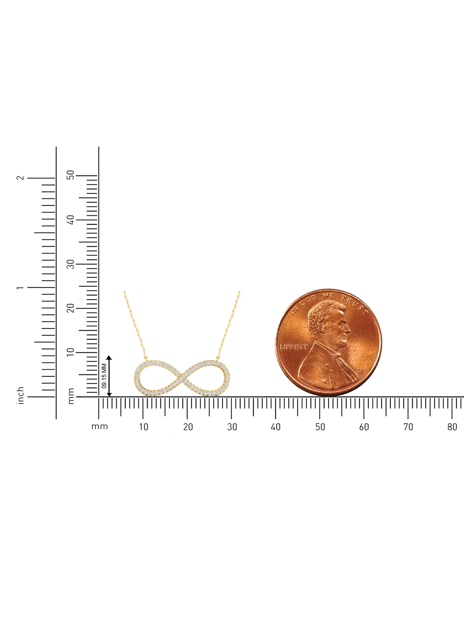 1/6Ct TDW Diamond 10K Yellow Gold Infinity Loop Nacklace